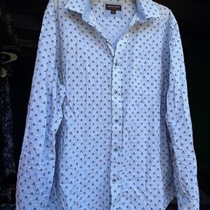 Johnston & Murphy Light Blue Patterned Shirt